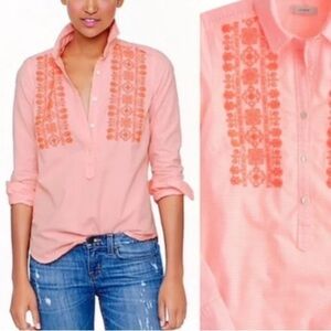 J. Crew Pink and Orange Embroidered Tunic
